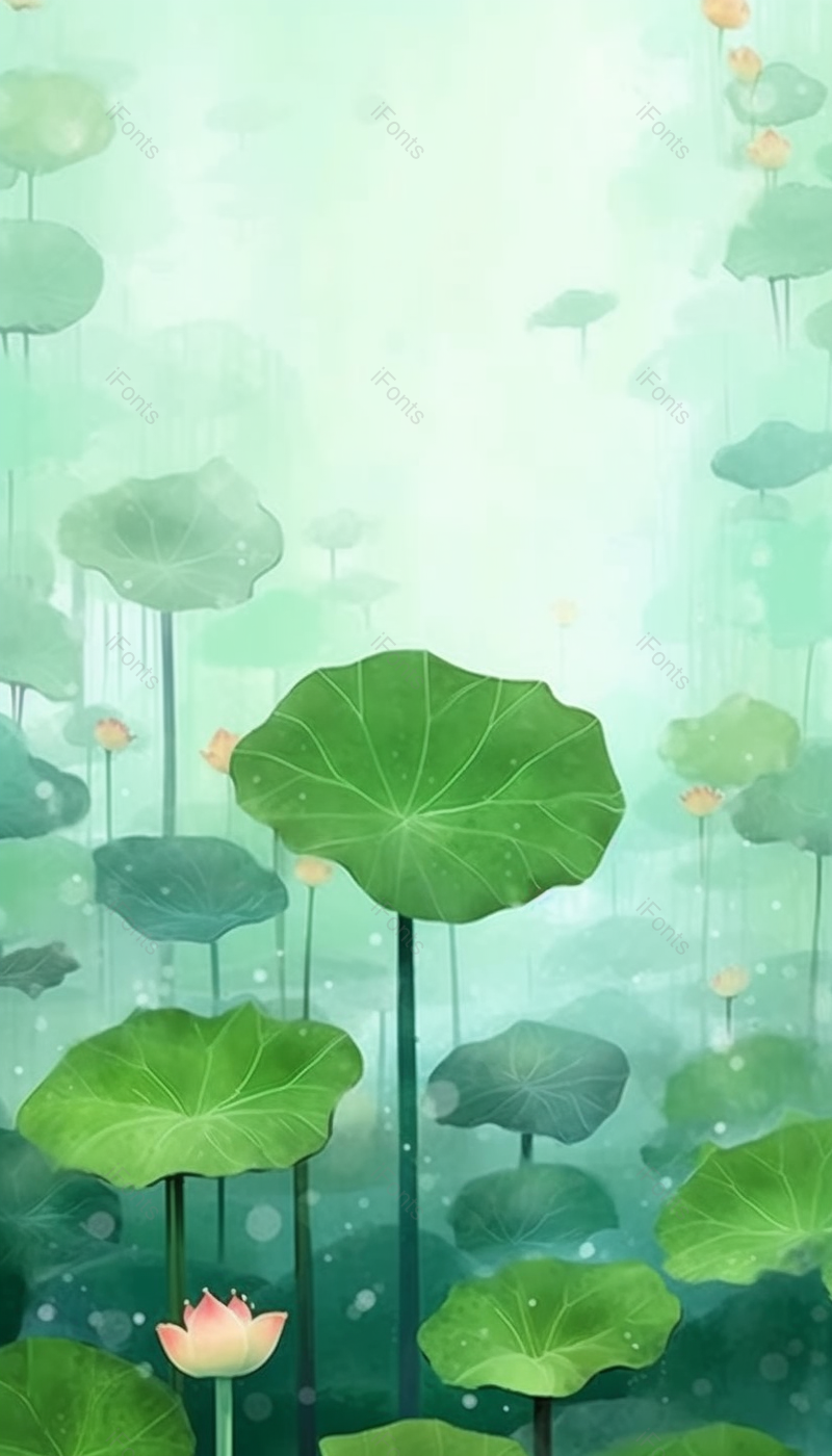 工笔画荷叶荷花绽放仰视绿色插画背景,插画/手绘图,插画/手绘图库,插画/手绘图下载,插画/手绘